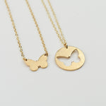 14K Gold Mother Daughter Butterfly Necklace Set - Sash Jewelry