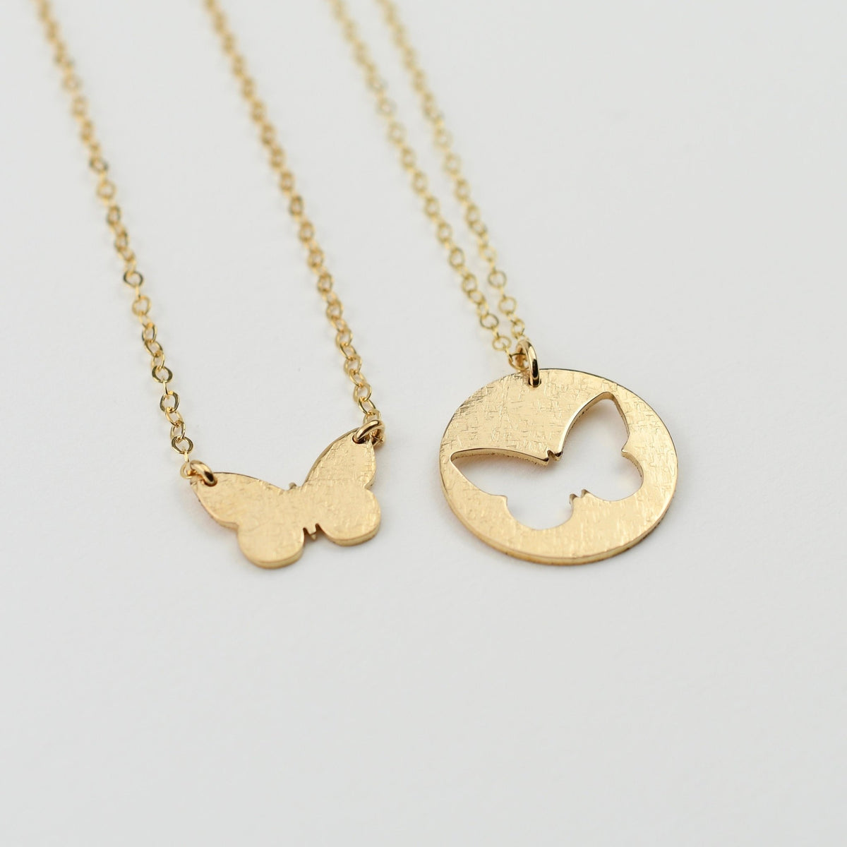 14K Gold Mother Daughter Butterfly Necklace Set - Sash Jewelry