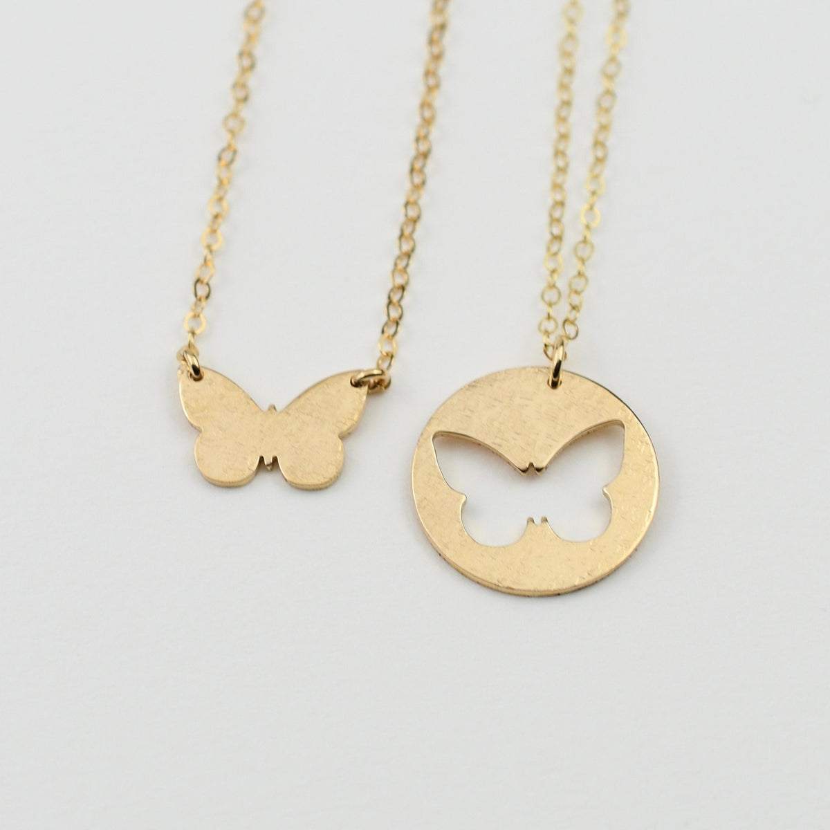 14K Gold Mother Daughter Butterfly Necklace Set - Sash Jewelry