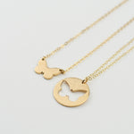 14K Gold Mother Daughter Butterfly Necklace Set - Sash Jewelry