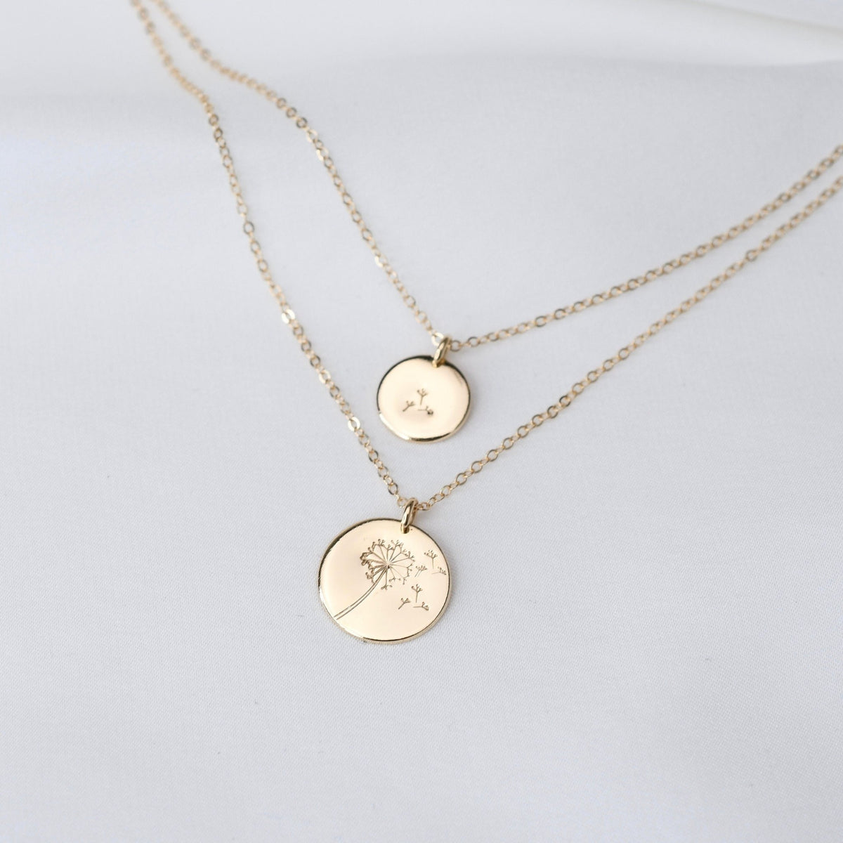 14K Gold Mother Daughter Dandelion Necklace Set - Sash Jewelry