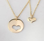 14K gold mother daughter heart necklace set - Sash Jewelry
