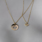 14K gold mother daughter heart necklace set - Sash Jewelry