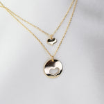 14K gold mother daughter heart necklace set - Sash Jewelry