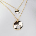 14K gold mother daughter heart necklace set - Sash Jewelry