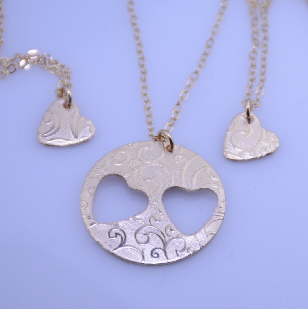 14K Gold Mother & Two Daughters Necklace Set - Sash Jewelry