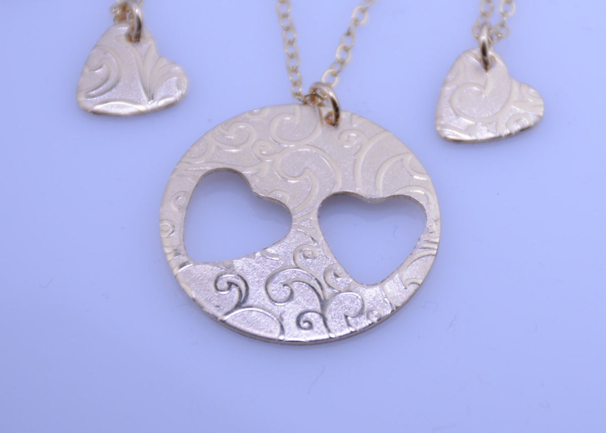 14K Gold Mother & Two Daughters Necklace Set - Sash Jewelry