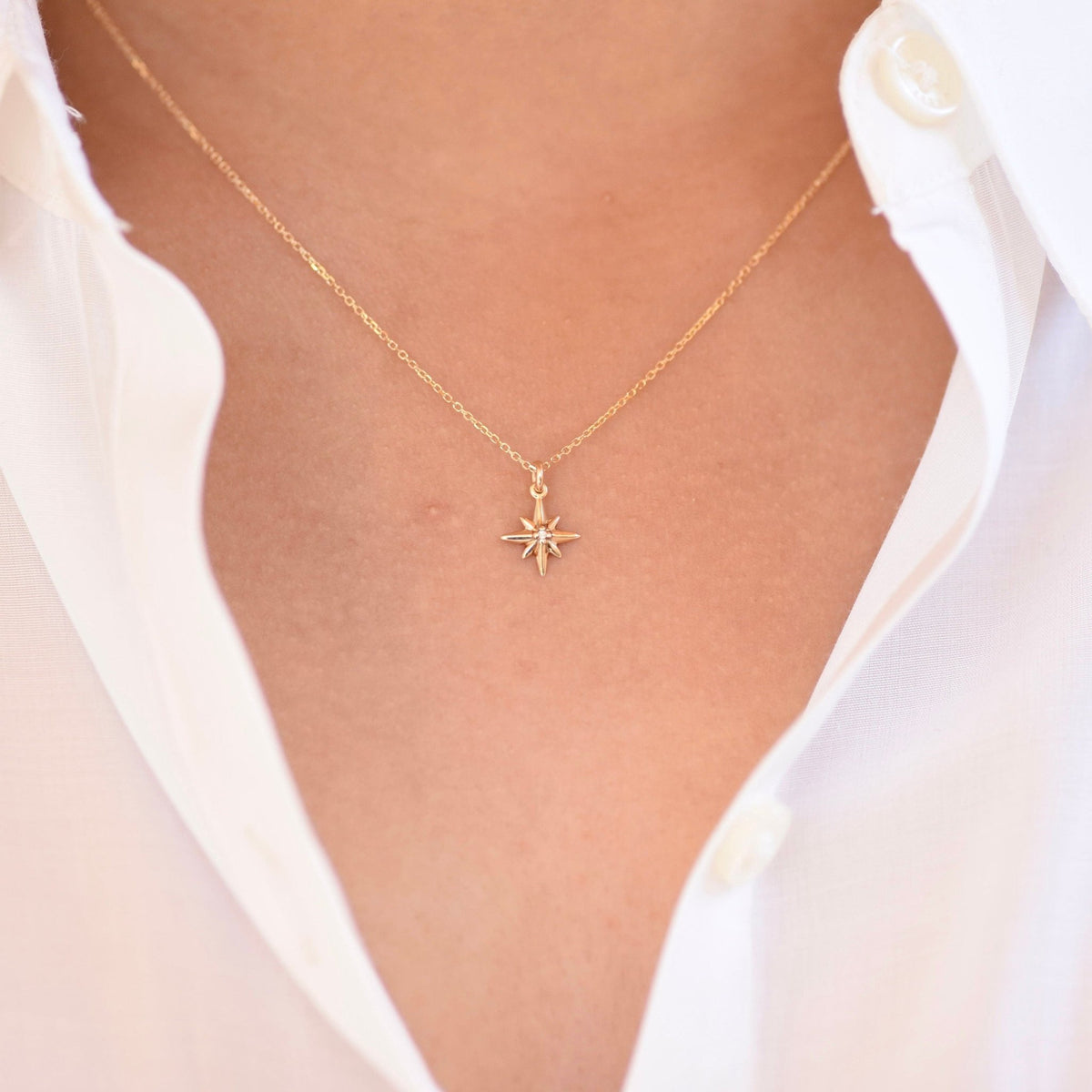 14K Gold North Star Necklace - Sash Jewelry
