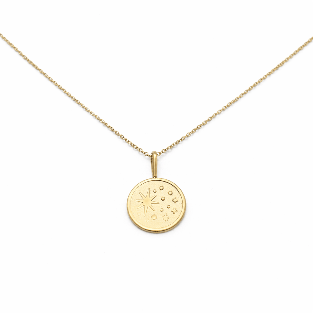14K Gold North Star Necklace – Solid Gold Minimalist Charm Necklace - Sash Jewelry