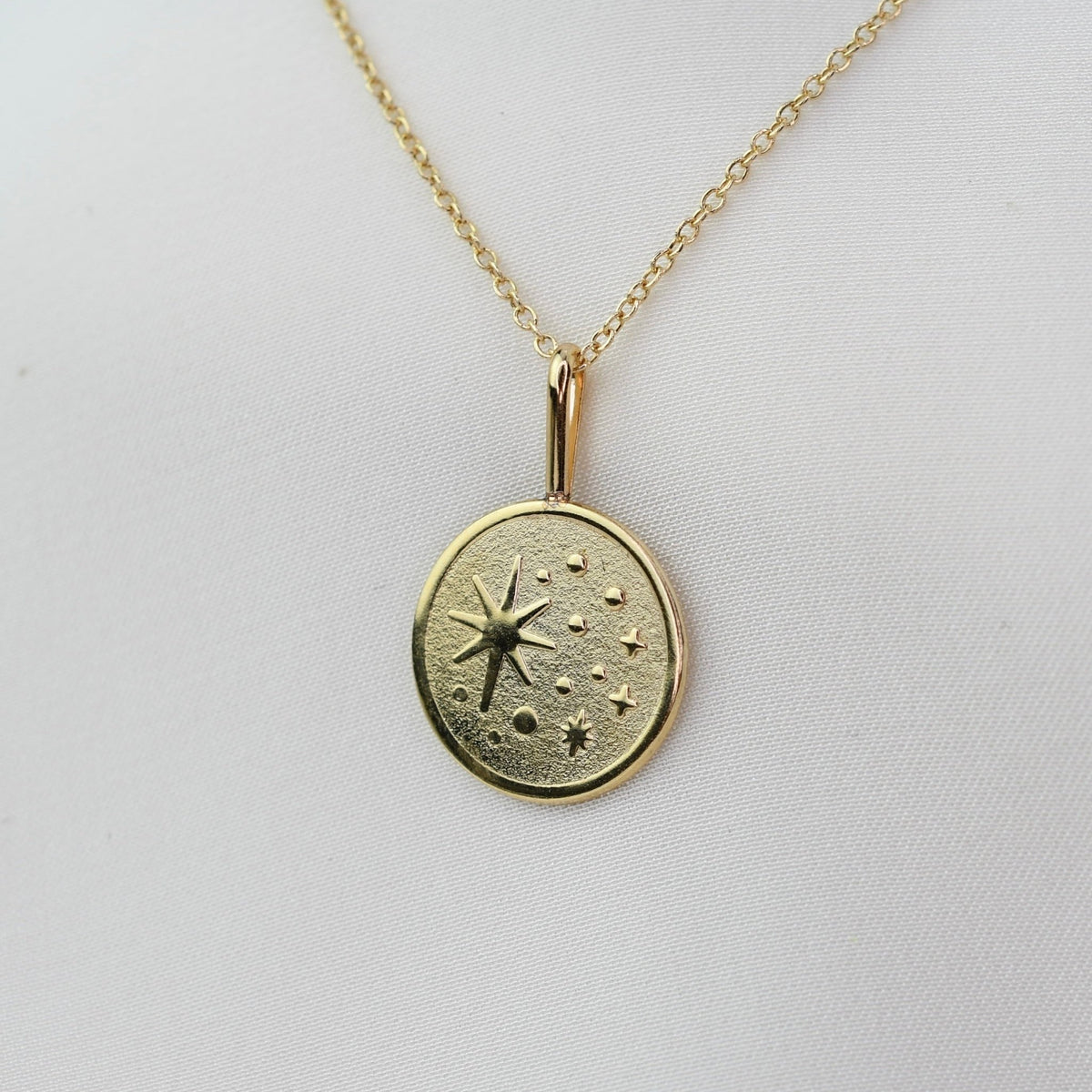 14K Gold North Star Necklace – Solid Gold Minimalist Charm Necklace - Sash Jewelry