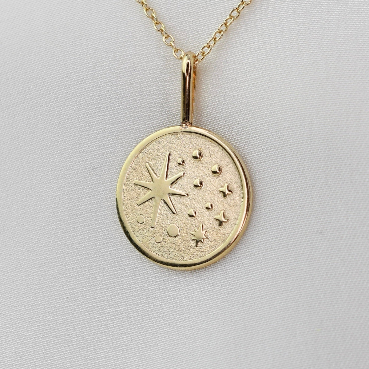 14K Gold North Star Necklace – Solid Gold Minimalist Charm Necklace - Sash Jewelry