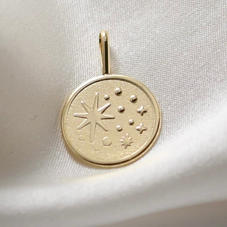 14K Gold North Star Necklace – Solid Gold Minimalist Charm Necklace - Sash Jewelry