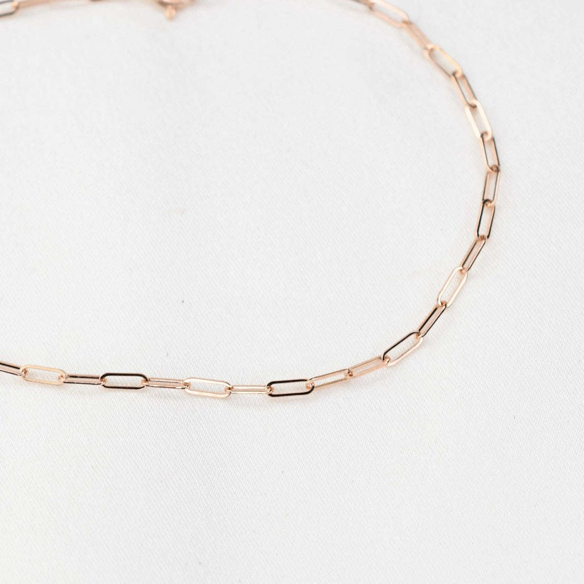 14K Gold Paper Clip Chain Bracelet - 1.5mm Solid Gold - Sash Jewelry