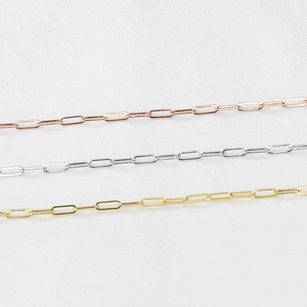 14K Gold Paper Clip Chain Bracelet - 1.5mm Solid Gold - Sash Jewelry