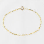 14K Gold Paper Clip Chain Bracelet - 1.5mm Solid Gold - Sash Jewelry