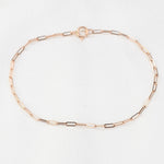 14K Gold Paper Clip Chain Bracelet - 1.5mm Solid Gold - Sash Jewelry