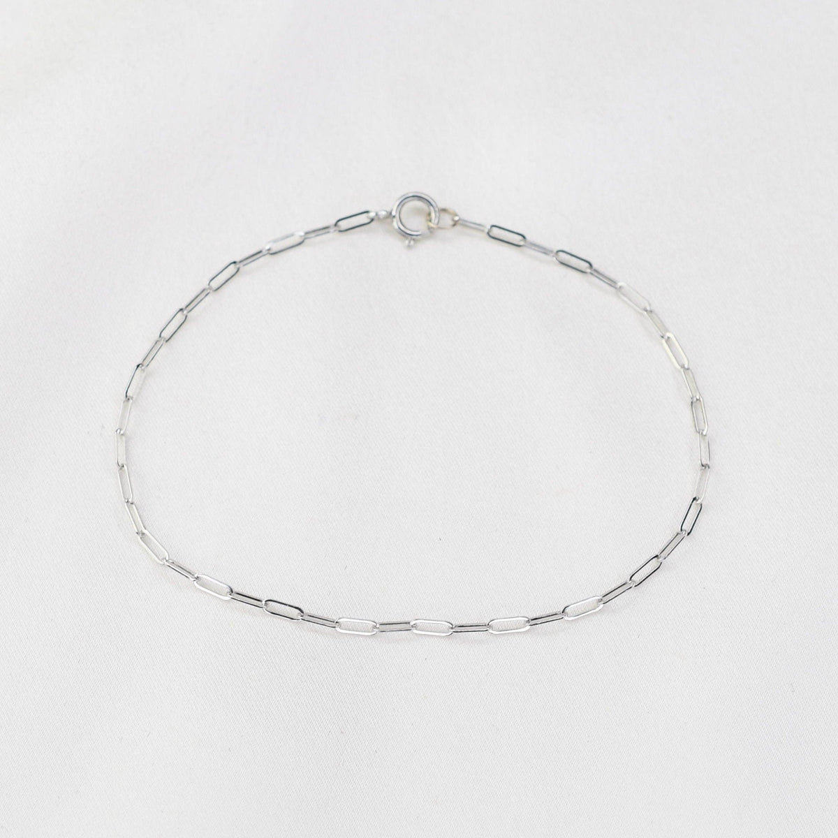 14K Gold Paper Clip Chain Bracelet - 1.5mm Solid Gold - Sash Jewelry
