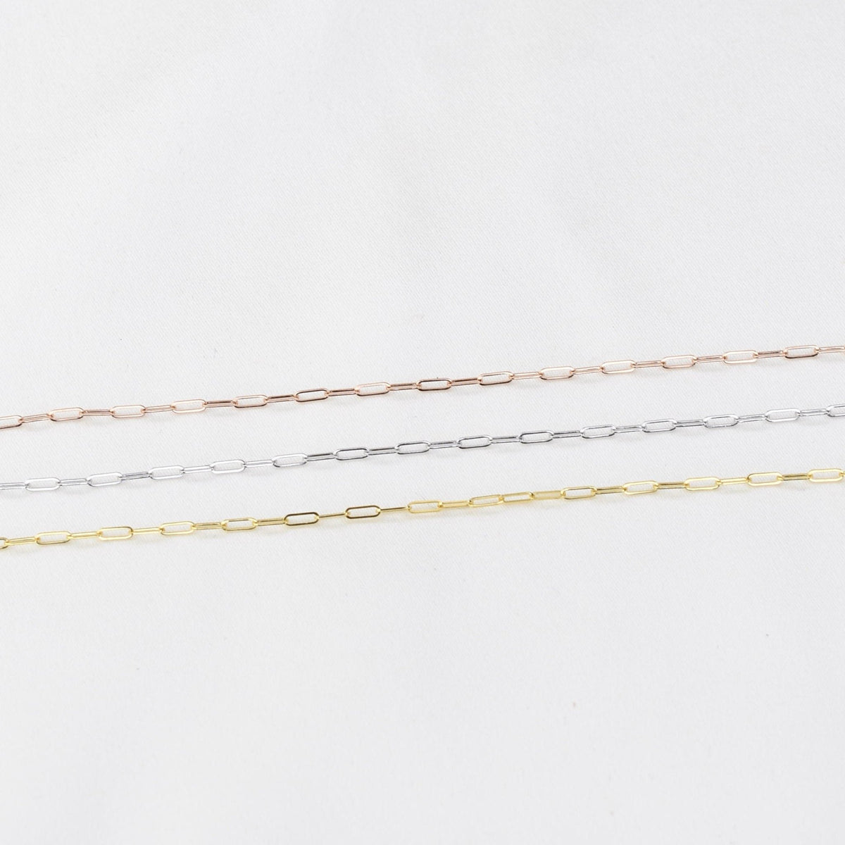 14K Gold Paper Clip Chain Bracelet - 1.5mm Solid Gold - Sash Jewelry