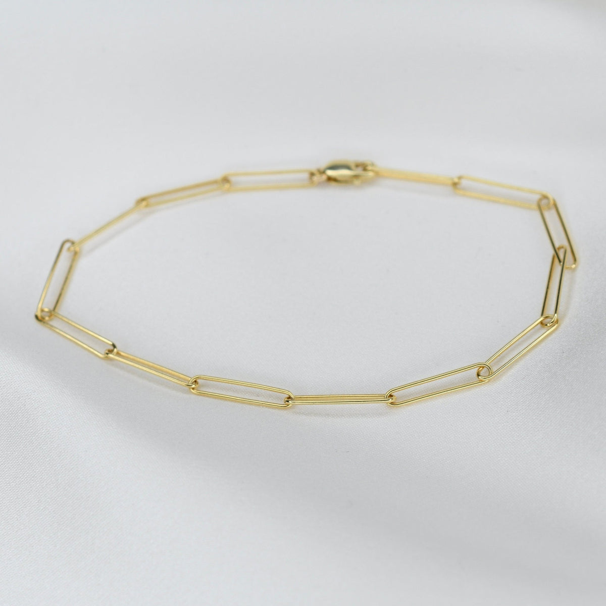 14K Gold Paper Clip Chain Bracelet - Sash Jewelry