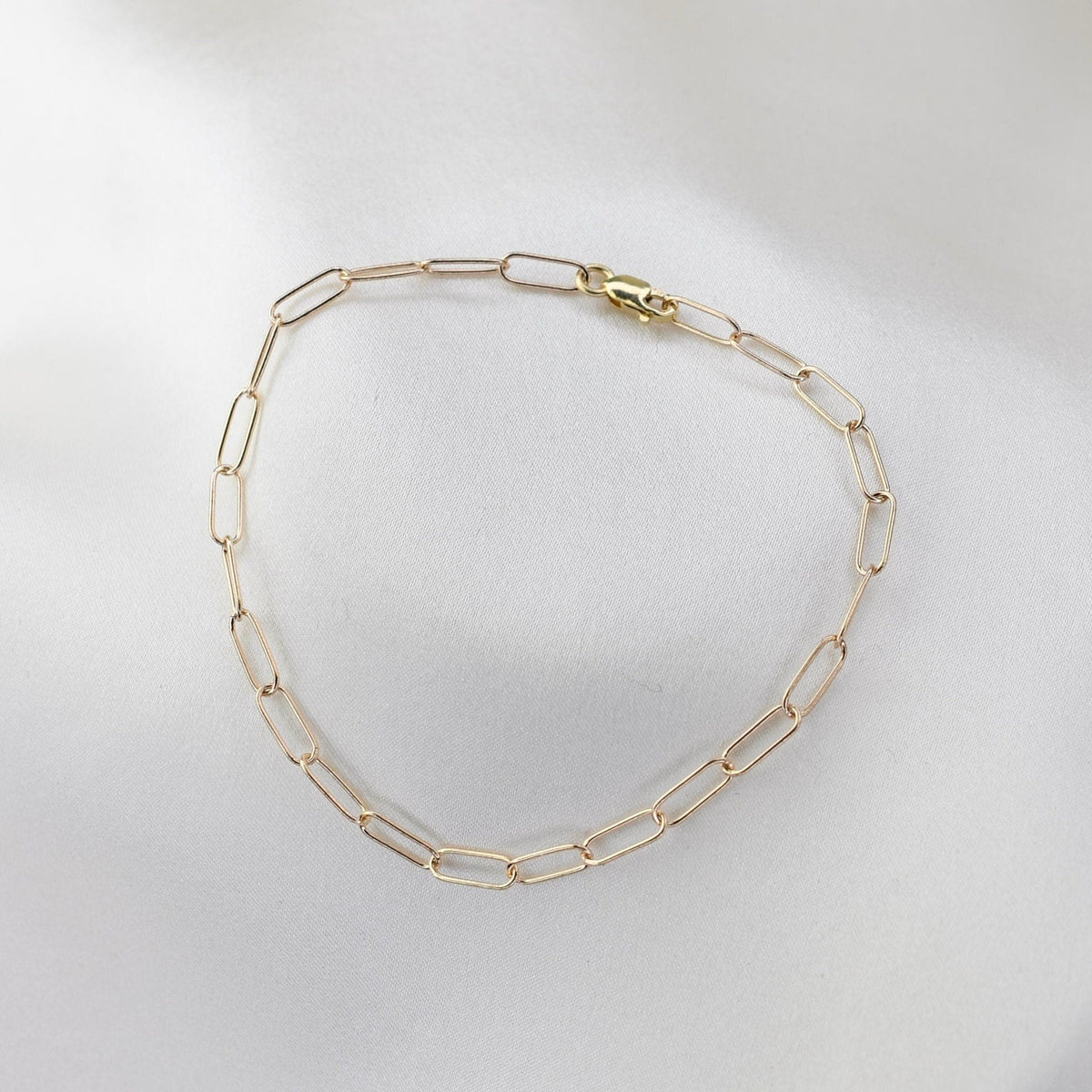 14K Gold Paper Clip Chain Bracelet - Sash Jewelry