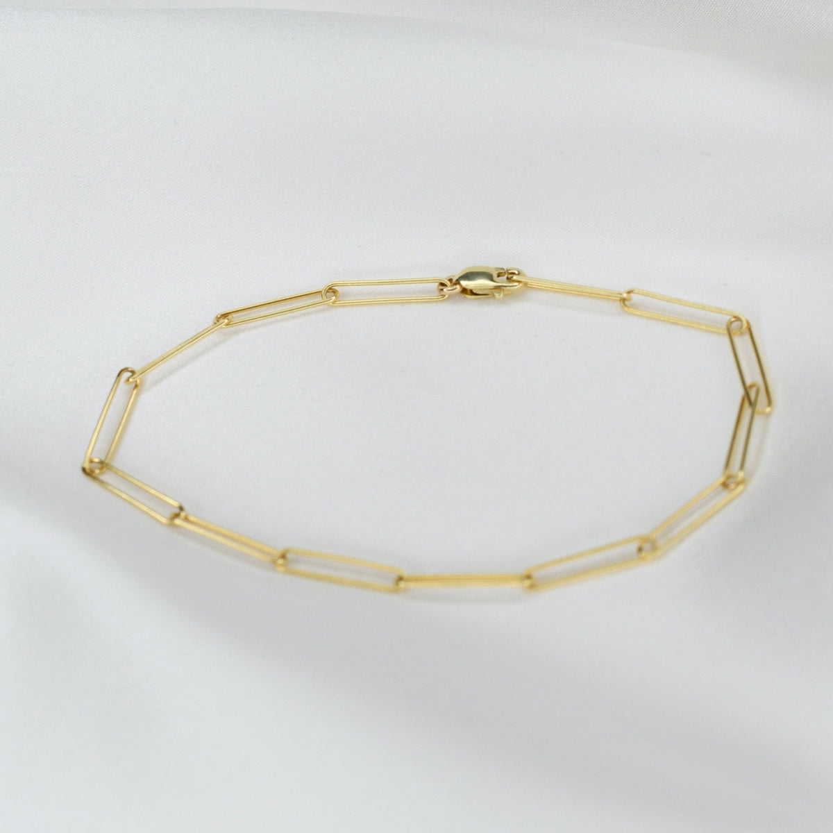 14K Gold Paper Clip Chain Bracelet - Sash Jewelry