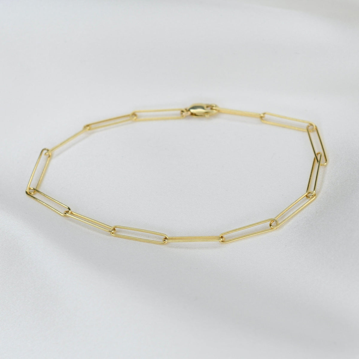 14K Gold Paper Clip Chain Bracelet - Sash Jewelry