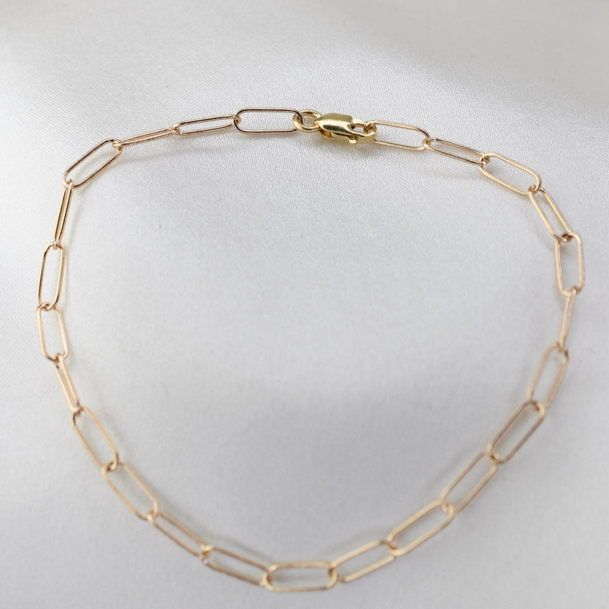 14K Gold Paper Clip Chain Bracelet - Sash Jewelry