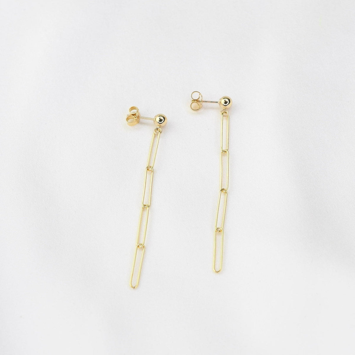 14K Gold Paper Clip Chain Earrings - Sash Jewelry