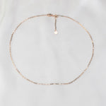 14K Gold Paper Clip Chain Necklace: Adjustable Delicate Style - Sash Jewelry
