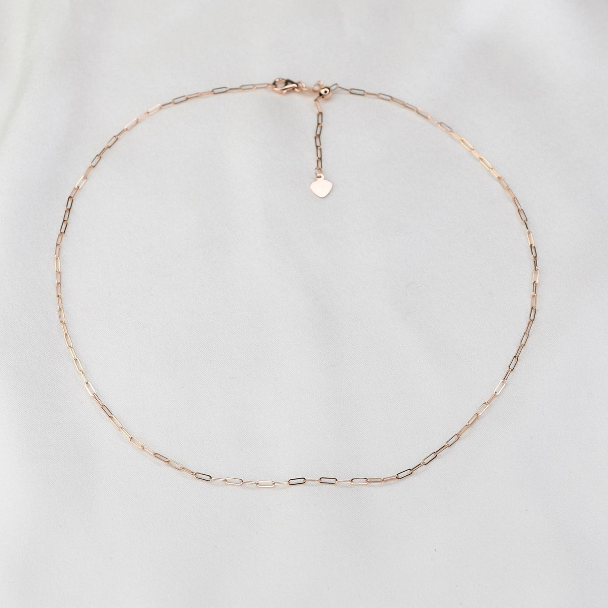 14K Gold Paper Clip Chain Necklace: Adjustable Delicate Style - Sash Jewelry