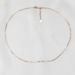 14K Gold Paper Clip Chain Necklace: Adjustable Delicate Style - Sash Jewelry