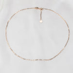 14K Gold Paper Clip Chain Necklace: Adjustable Delicate Style - Sash Jewelry