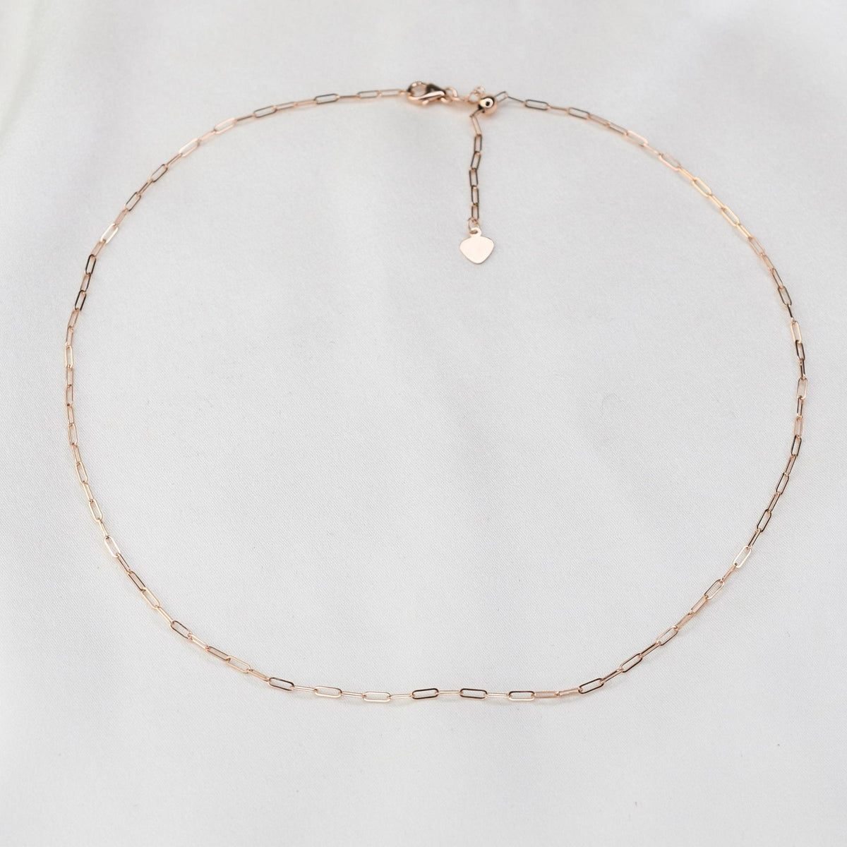 14K Gold Paper Clip Chain Necklace: Adjustable Delicate Style - Sash Jewelry