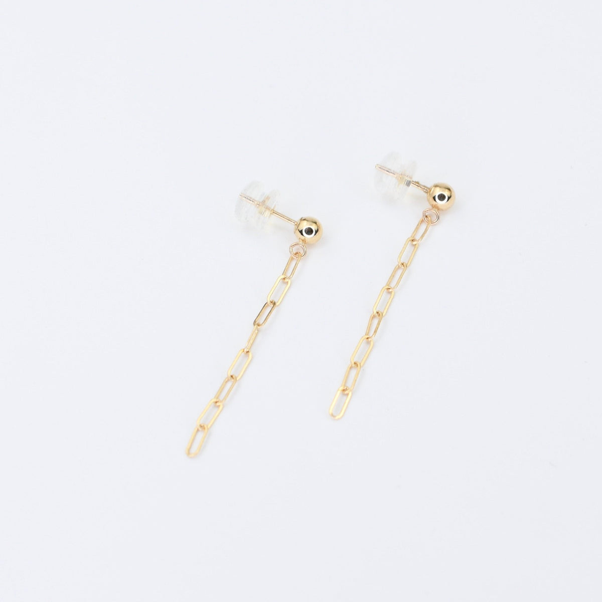 14K Gold Paper Clip Earrings – Dainty Chain Drop Earrings - Sash Jewelry