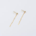 14K Gold Paper Clip Earrings – Dainty Chain Drop Earrings - Sash Jewelry