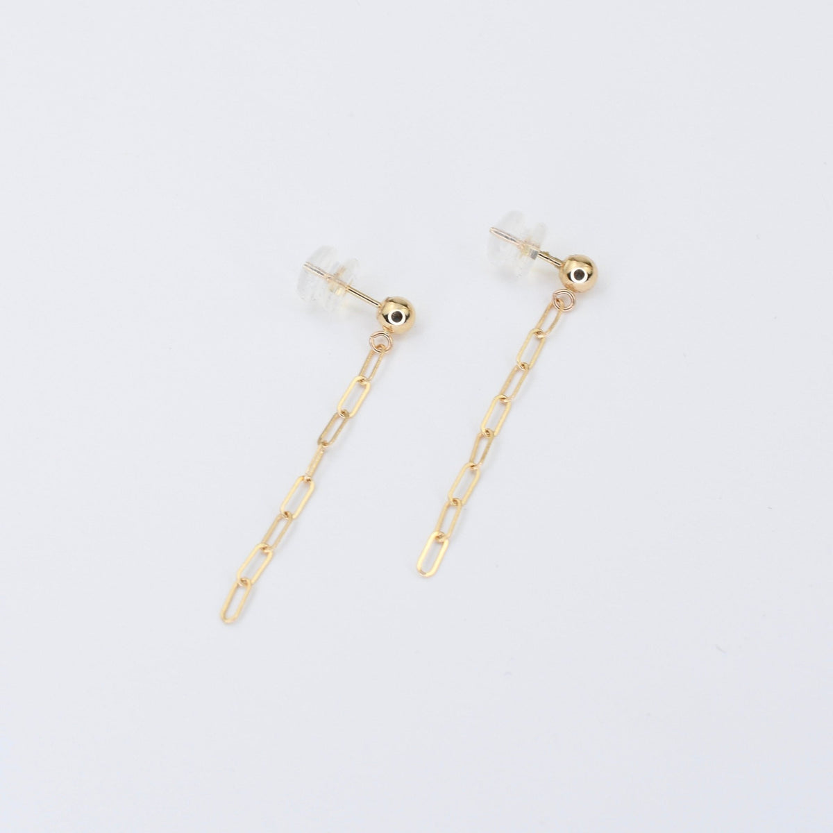 14K Gold Paper Clip Earrings – Dainty Chain Drop Earrings - Sash Jewelry