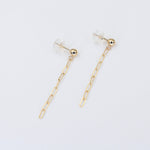 14K Gold Paper Clip Earrings – Dainty Chain Drop Earrings - Sash Jewelry