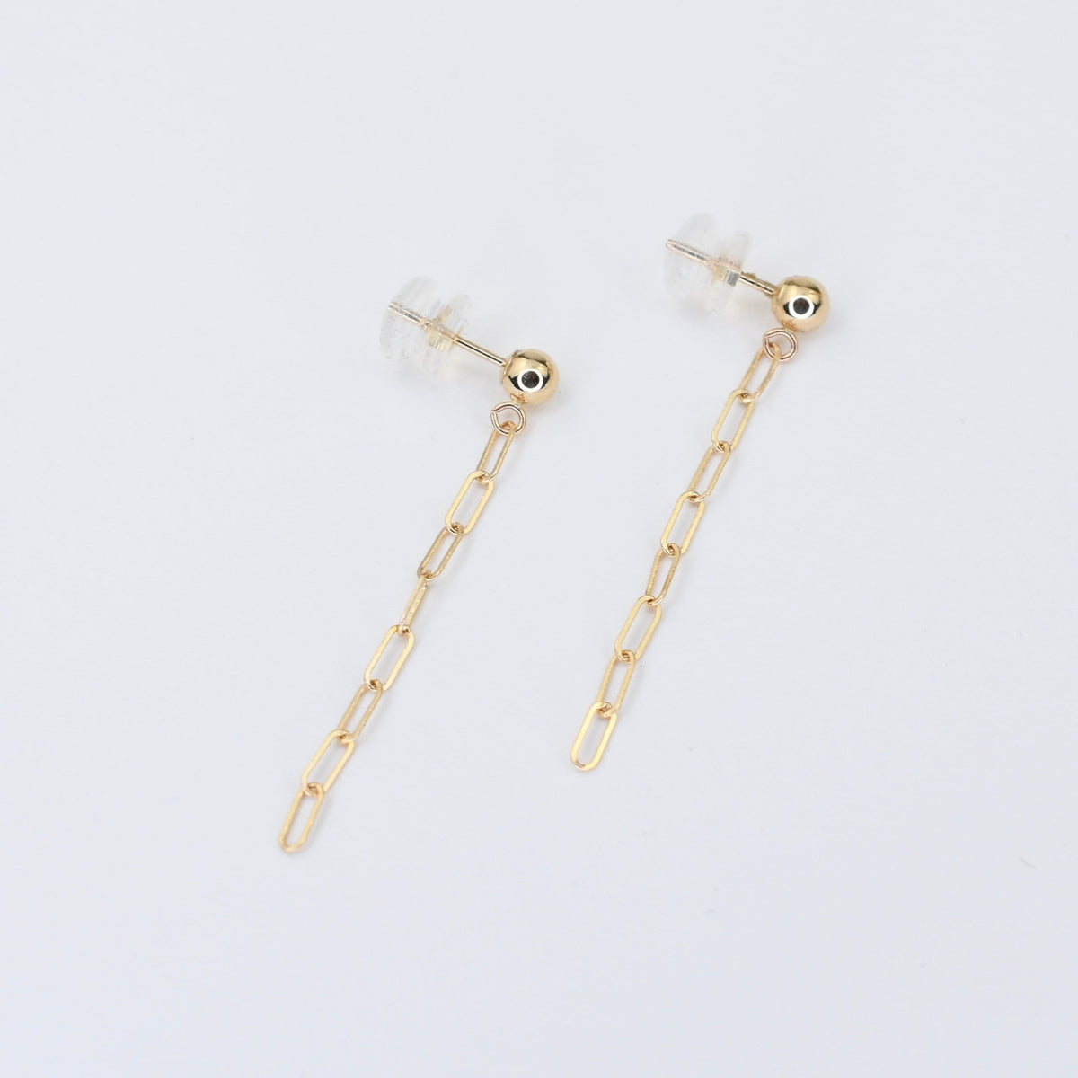 14K Gold Paper Clip Earrings – Dainty Chain Drop Earrings - Sash Jewelry