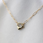 14K Gold Paperclip Bracelet with Heart Clasp - Sash Jewelry
