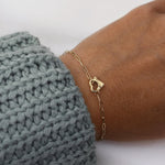 14K Gold Paperclip Bracelet with Heart Clasp - Sash Jewelry