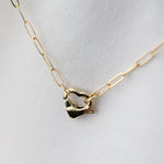 14K Gold Paperclip Bracelet with Heart Clasp - Sash Jewelry