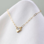 14K Gold Paperclip Bracelet with Heart Clasp - Sash Jewelry