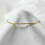 14K Gold Pearl Bar Bracelet – Dainty Adjustable Solid Gold Bracelet - Sash Jewelry