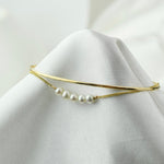 14K Gold Pearl Bar Bracelet – Dainty Adjustable Solid Gold Bracelet - Sash Jewelry