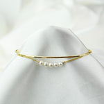 14K Gold Pearl Bar Bracelet – Dainty Adjustable Solid Gold Bracelet - Sash Jewelry