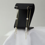 14K Gold Pearl Threader Earrings - Sash Jewelry
