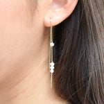 14K Gold Pearl Threader Earrings - Sash Jewelry