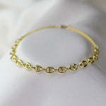 14K Gold Puffed Anchor Chain Bracelet - Sash Jewelry