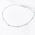 14K Gold Satellite Bracelet – 1mm Dainty Beaded Chain - Sash Jewelry