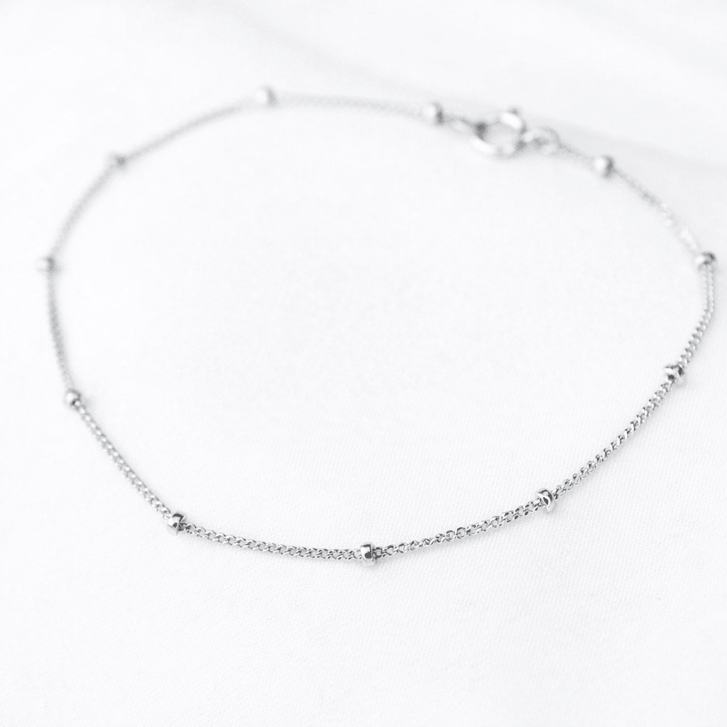14K Gold Satellite Bracelet – 1mm Dainty Beaded Chain - Sash Jewelry